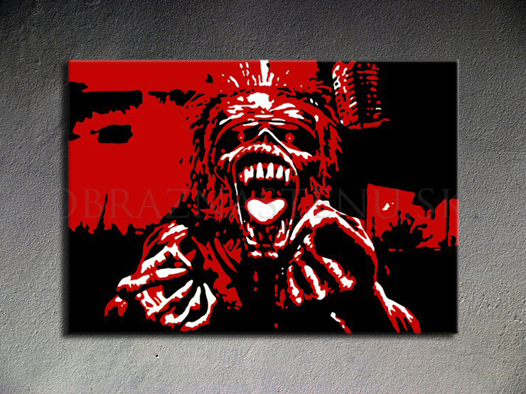 Malovaný POP ART obraz na stěnu Iron Maiden