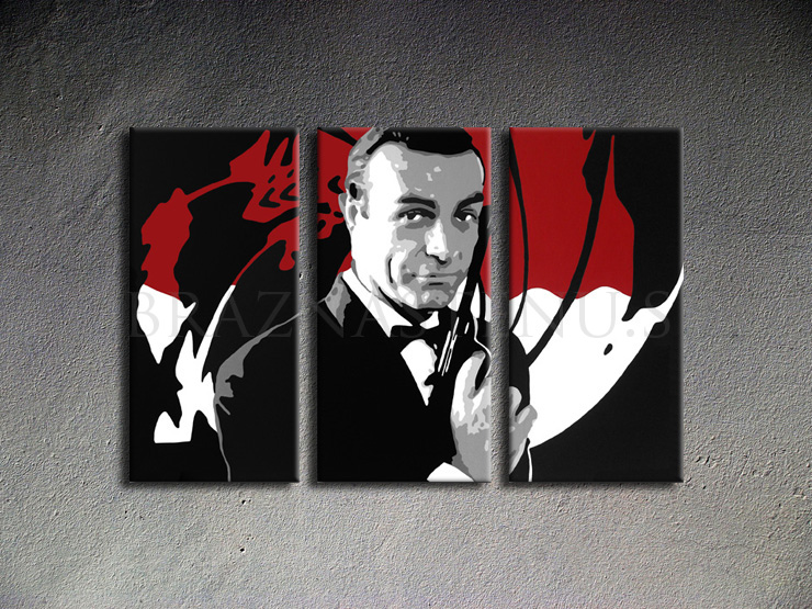  Malovaný POP ART obraz na stěnu James Bond
