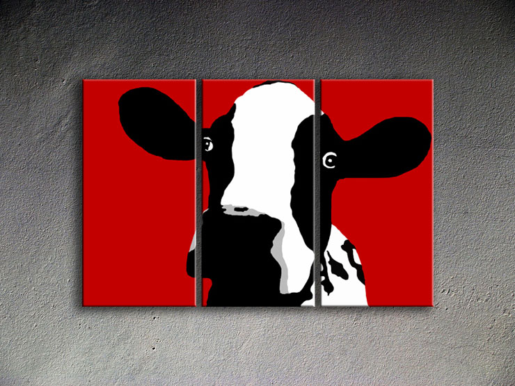 Malovaný POP ART obraz na stěnu COW