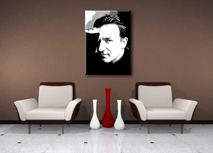 Malovaný POP ART obraz na stěnu Bono - U2