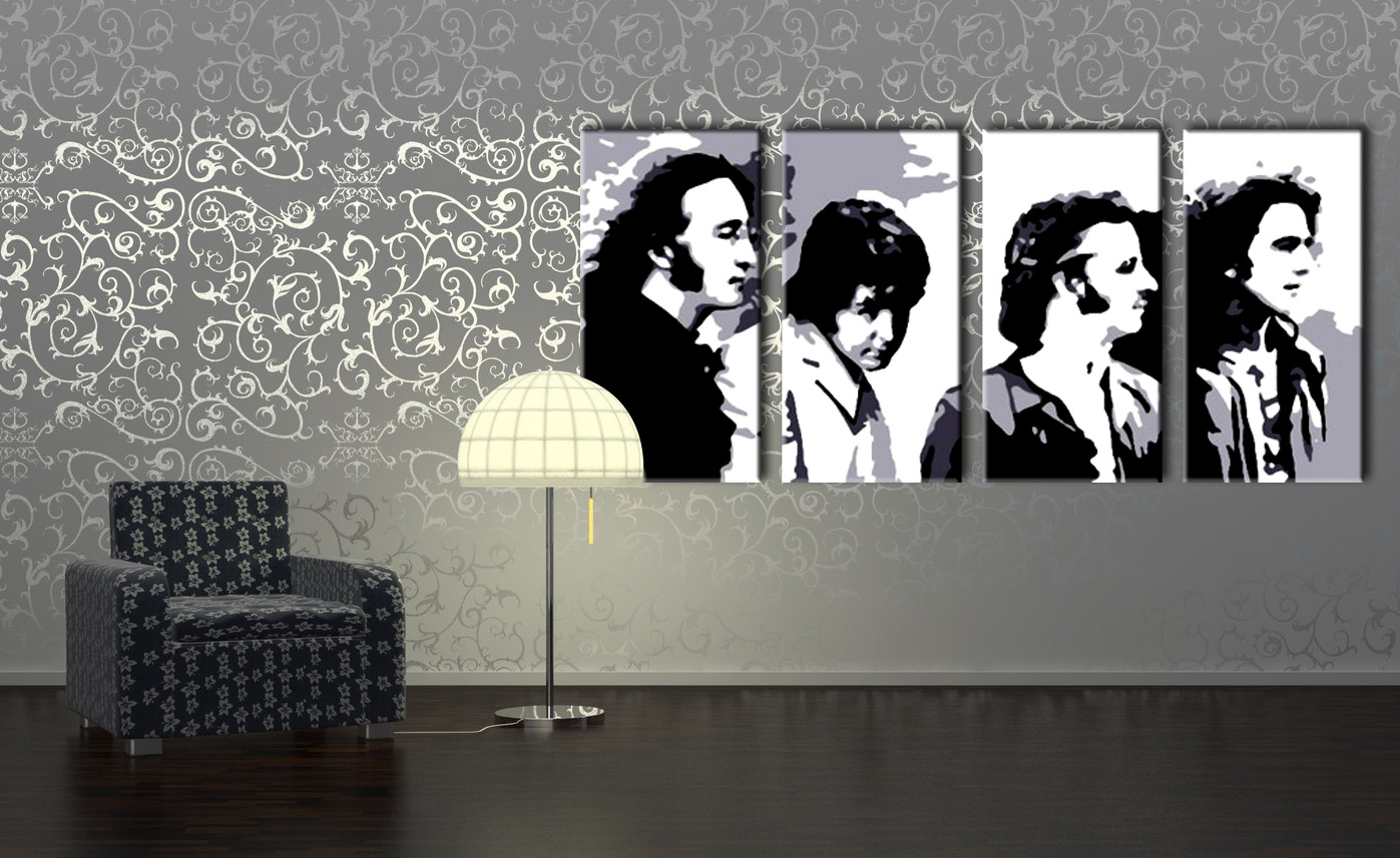 Malovaný POP ART obraz na stěnu Beatles 
