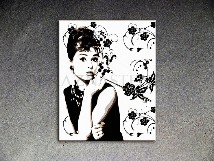 Malovaný POP ART obraz na stěnu Audrey HEPBURN