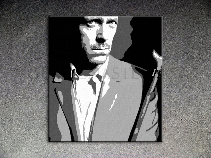 Malovaný POP ART obraz na stěnu Dr. HOUSE 1 dielny