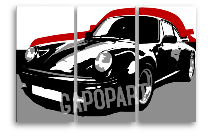 Malovaný POP ART obraz na stěnu PORSCHE 911 