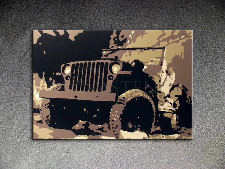 Malovaný POP ART obraz na stěnu JEEP 