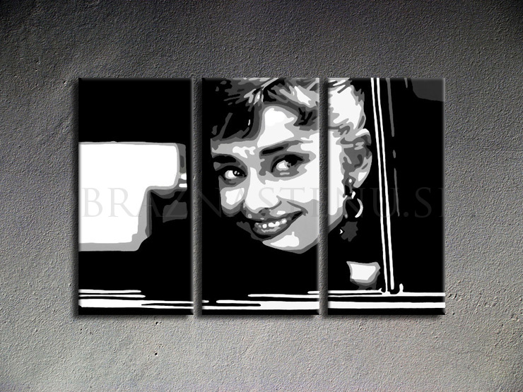 Malovaný POP ART obraz na stěnu Audrey HEPBURN