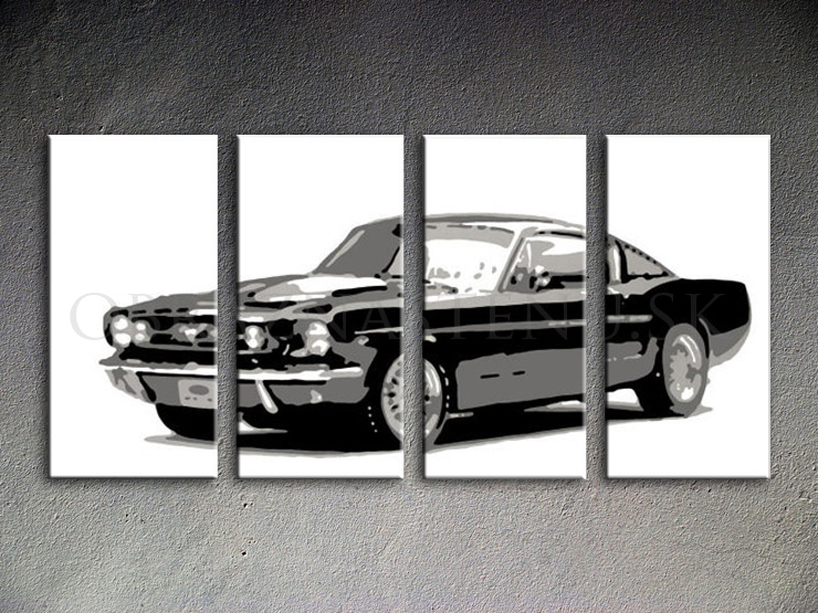 Malovaný POP ART obraz na stěnu Ford Mustang 