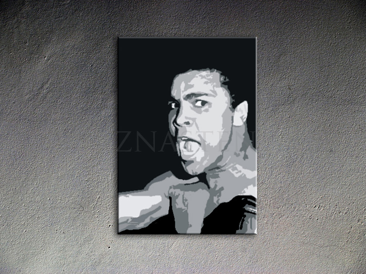 Malovaný POP ART obraz na stěnu Muhamad Ali