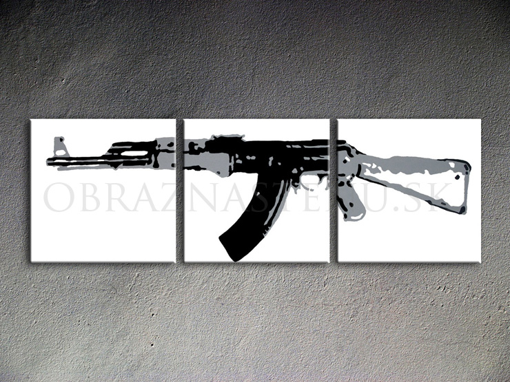 Malovaný POP ART obraz na stěnu Kalashnikov 