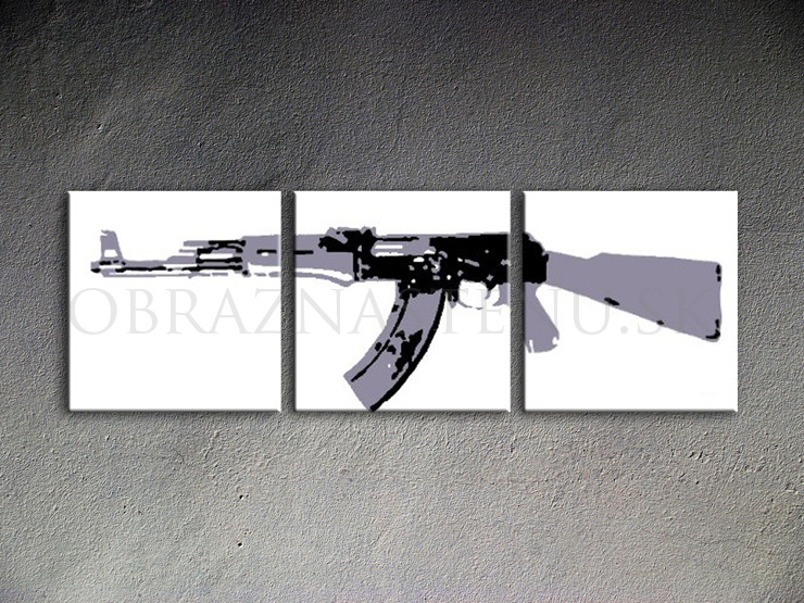 Malovaný POP ART obraz na stěnu Kalashnikov 