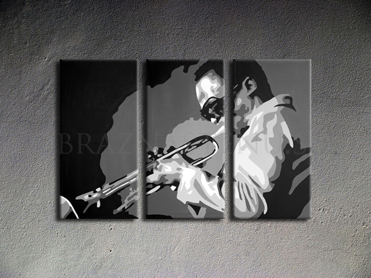 Malovaný POP ART obraz na stěnu Miles Davis 