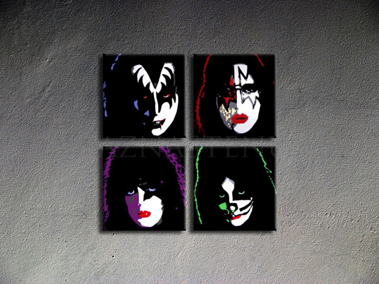 Malovaný POP ART obraz na stěnu Kiss 