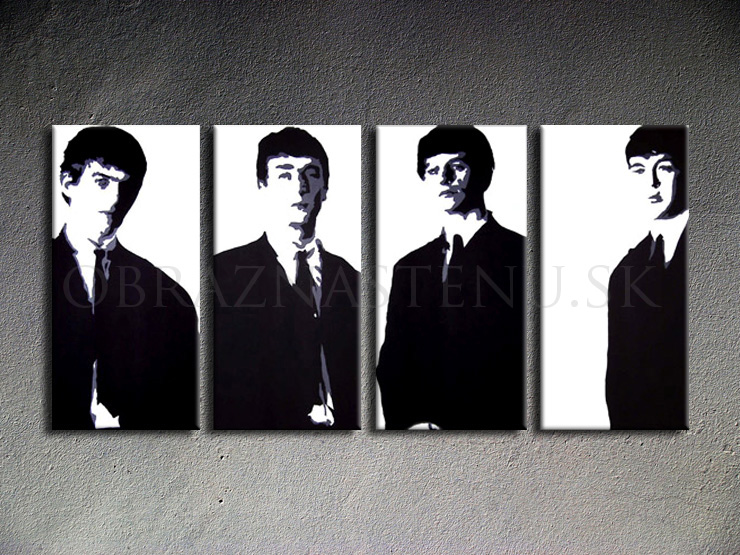 Malovaný POP ART obraz na stěnu Beatles 