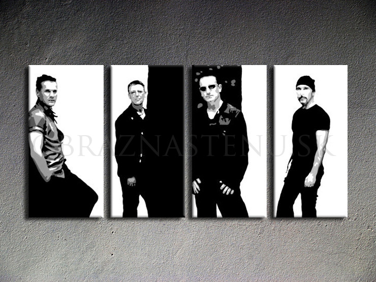 Malovaný POP ART obraz na stěnu U2 in Black 