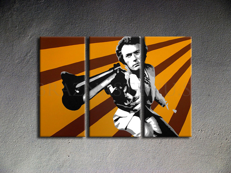 Malovaný POP ART obraz na stěnu Clint Eastwood