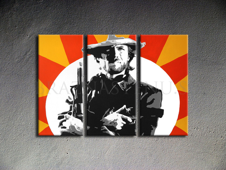 Malovaný POP ART obraz na stěnu Clint Eastwood