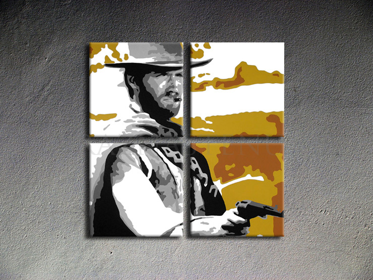 Malovaný POP ART obraz na stěnu Clint Eastwood
