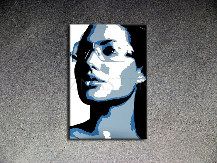 Malovaný POP ART obraz na stěnu  Angelina Jolie