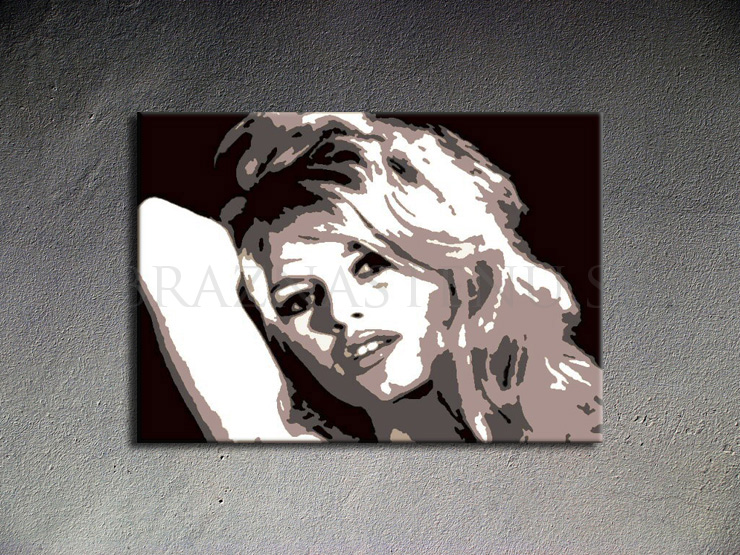 Malovaný POP ART obraz na stěnu Brigitte Bardot