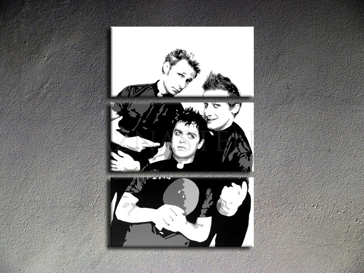 Malovaný POP ART obraz na stěnu Green Day 3 dielny
