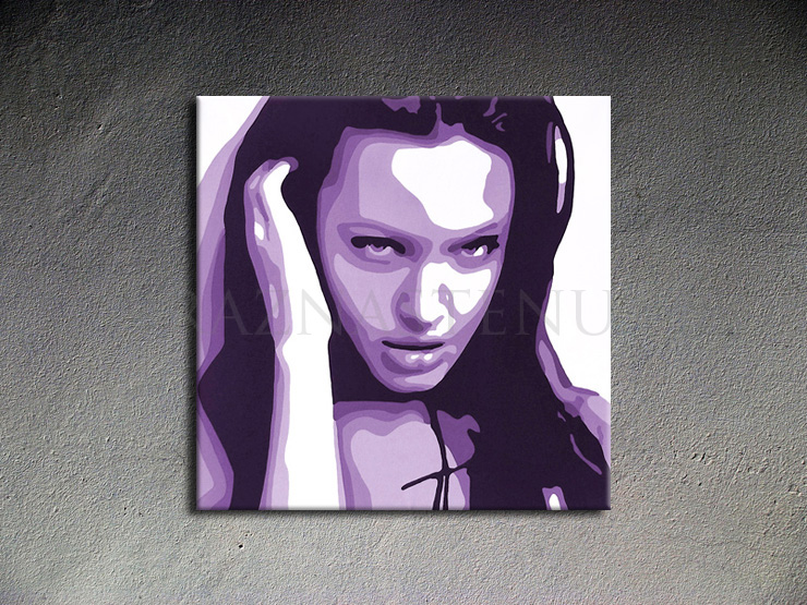 Malovaný POP ART obraz na stěnu Angelina Jolie