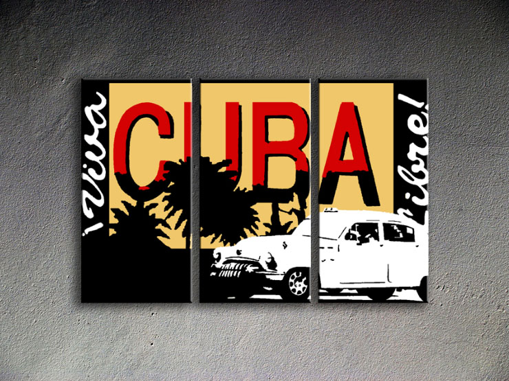 Malovaný POP ART obraz na stěnu CUBA