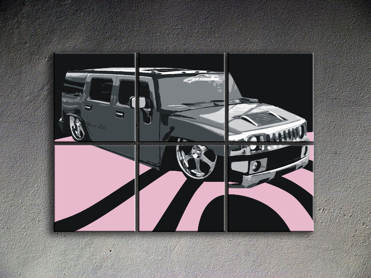 Malovaný POP ART obraz na stěnu HUMMER