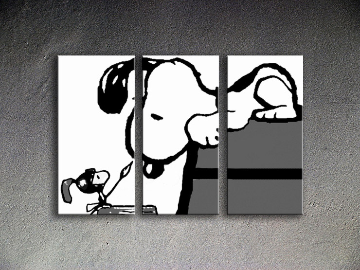 Malovaný POP ART obraz na stěnu SNOOPY