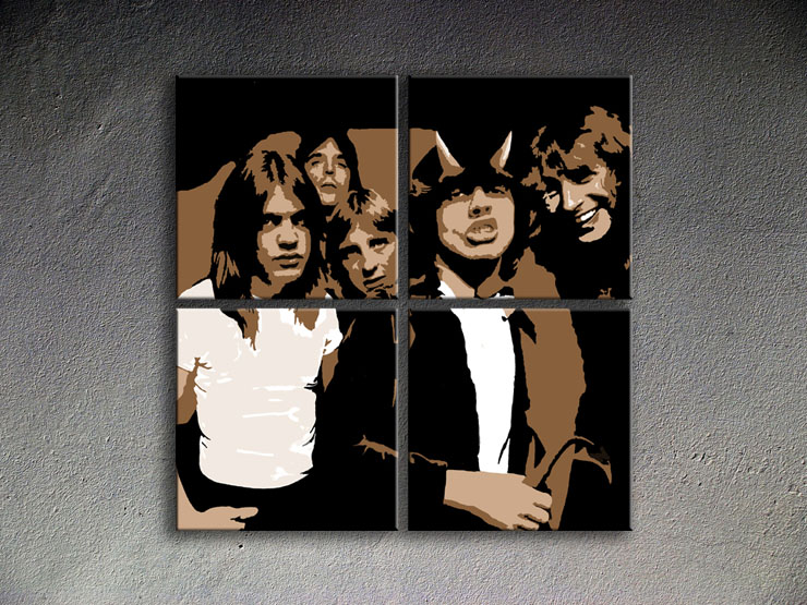 Malovaný POP ART obraz na stěnu AC/DC