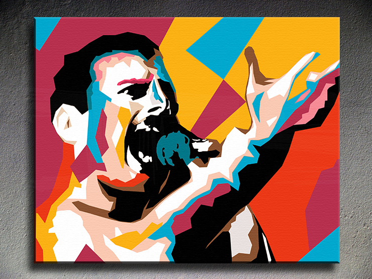 Malovaný POP ART obraz na stěnu Freddie Mercury